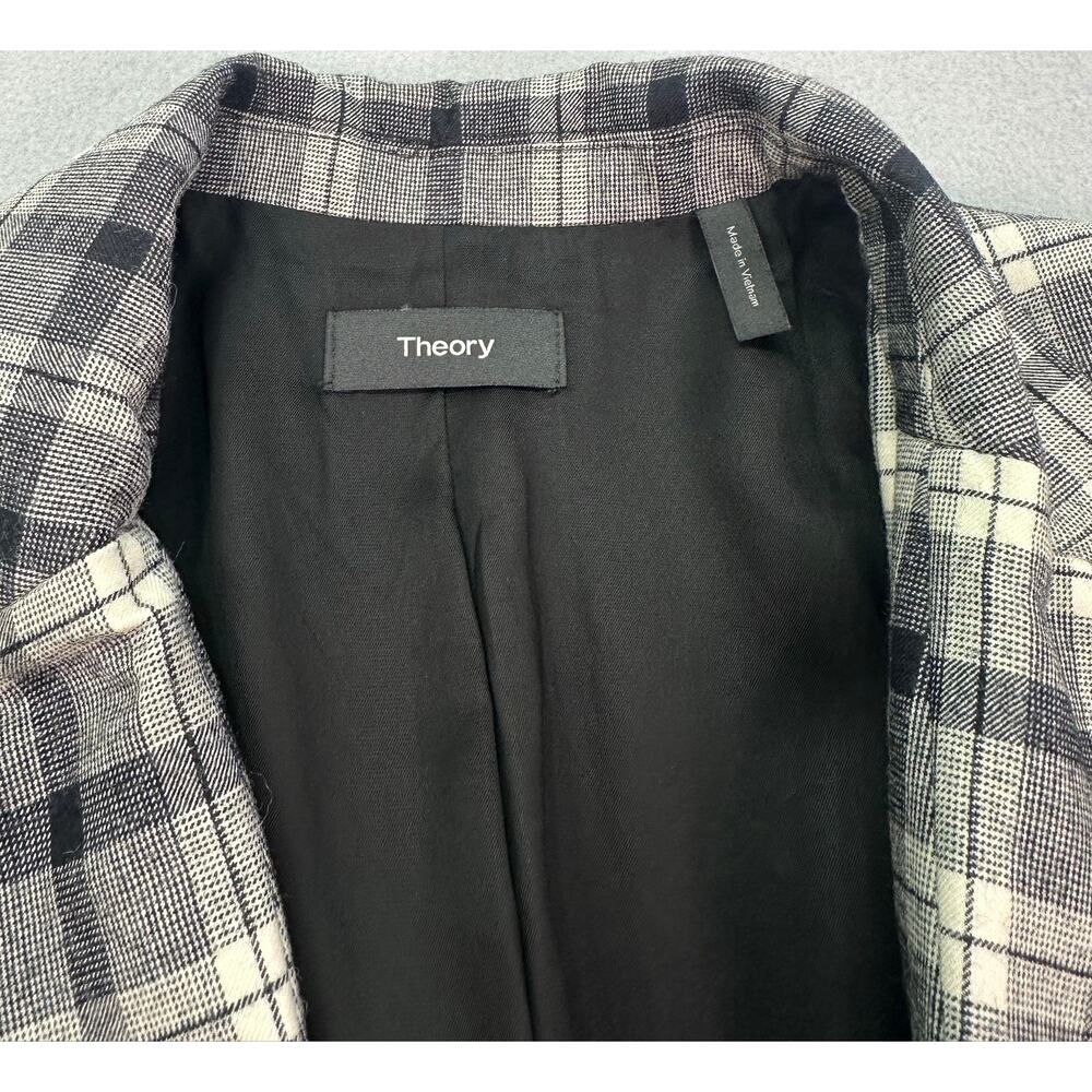 Theory Yukon Flannel Double Breasted Plaid Wool Blazer Jacket Size 6 - Picture 5 of 10
